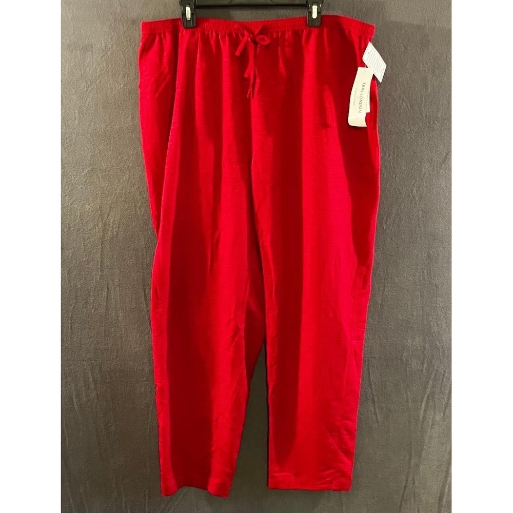 NWT Erin London for Catherine's Red 100% Silk Elastic Tie Waist Pants Size 22W